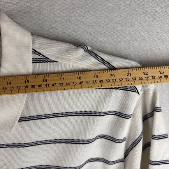 MEN'S IZOD VINTAGE SHORT SLEEVE STRIPED POLO SHIRT, WHITE, XXXL/XXXG - Picture 6 of 8